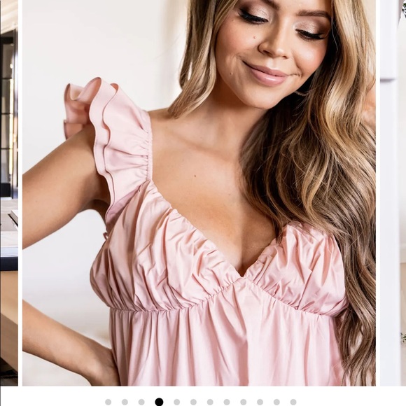 Vici - Tru Tiered Ruffle Maxi Dress - Small-  Light Peach - bump friendly - Picture 3 of 4